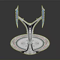 Futuristic Cosmic Spaceship Design With Circular Structure And Extended Illuminated Wings