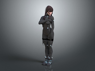 Modern game character sci-fi beauty sci-fi girl sci-fi girl sci-fi girl 3d model