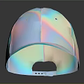 Iridescent Shiny Reflective Baseball Cap On Dark Background With Glossy Effect