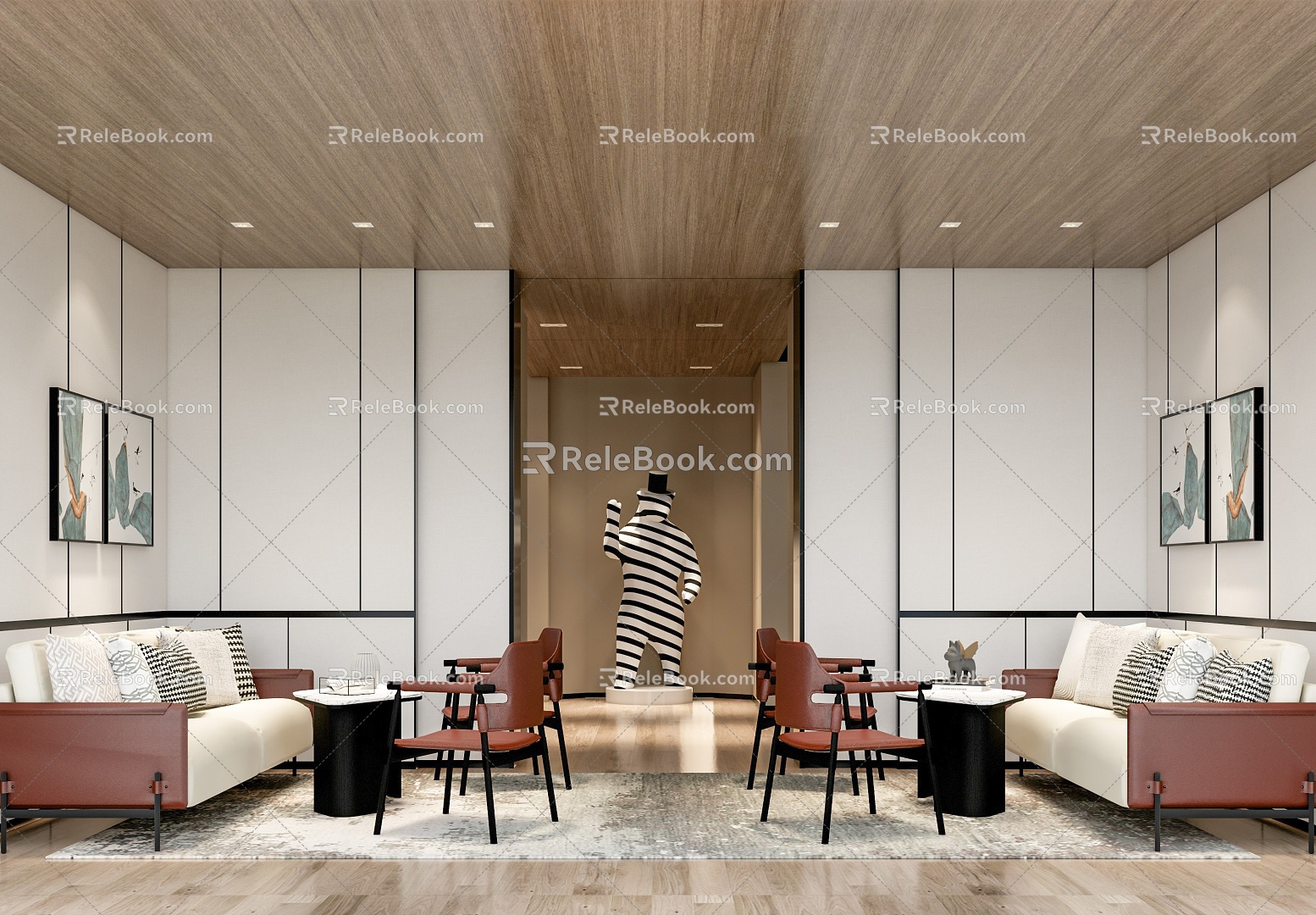 Modern sales office reception area 3d model