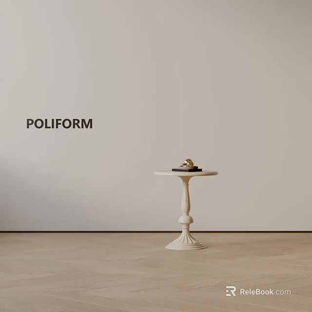 Poliform White Minimalist Side Table In Modern Interior With Small Decor Item 3d model