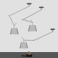 Adjustable Arm Pendant Lights With White Shades And Metal Brackets For Modern Home Interior Decoration