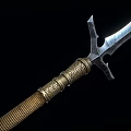 Ancient Medieval Spear Weapon With Sharp Metal Blade And Wooden Handle Design