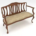 Two Seater Sofa With Wooden Frame Ornate Cut Out Back Curved Armrests And Light Cushion