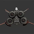 Scifi Spaceship 3D Model With Multiple Engines And Gray Red Mechanical Structure 3d model