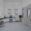 Modern Laboratory Interior With White Walls Lab Benches Stools Computers And Cabinets 3d model