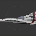 Futuristic White And Red Striped Spaceship With Cockpit For Cosmic Exploration