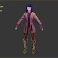 A Woman Wearing Beige Trench Coat Black Short Skirt Brown Knee High Boots Gray Background