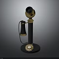 Vintage Telephone With Classic Retro Design Gold Accents And Rotary Dial