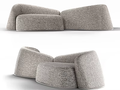 Modern Modular Irregular Shaped Sofa with Textured Fabric and Curved Design 3d model