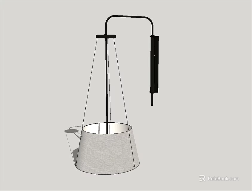 Modern Wall Mounted Sconce With Metal Arm And Conical White Shade Fixture 3d model 