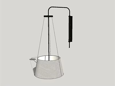 Modern Wall Mounted Sconce With Metal Arm And Conical White Shade Fixture 3d model