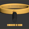Shiny Golden Magnifying Glass With Metal Gear On Dark Reflective Surface