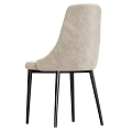 Modern Light Beige Velvet Dining Chair With Vertical Striped Backrest And Black Metal Slim Legs