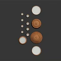 Brown Pottery Jars Plates With Lids Stacked Arranged On Black Background 3d model