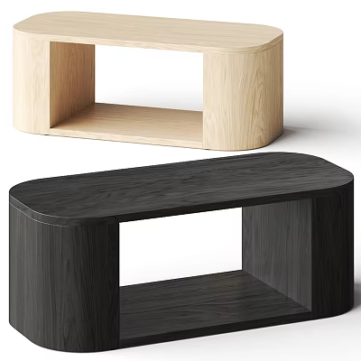 Modern Light and Dark Wooden Coffee Tables with Open Storage Design 3d model