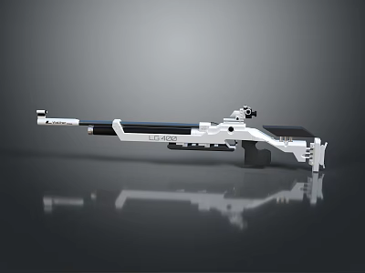 White Modern Sniper Rifle With Scope Long Barrel And Mechanical Parts 3d model