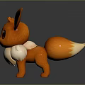 Cute Orange Flareon 3D Cartoon Game Character With Big Ears And Fluffy White Chest
