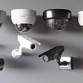 Surveillance camera monitor spherical camera infrared monitor probe monitoring combination 3d model