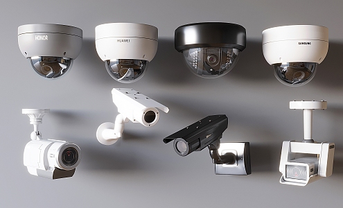 Surveillance camera monitor spherical camera infrared monitor probe monitoring combination 3d model