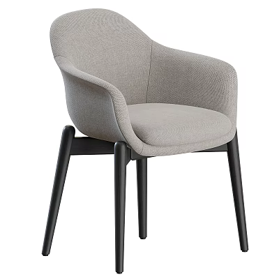 Modern Upholstered Dining Chair with Light Gray Fabric Black Legs and Sleek Curved Backrest Design 3d model