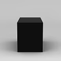 Modern Tech Exhibition Hall Featuring Black Display Cabinet With Drawers And Patterned Panel