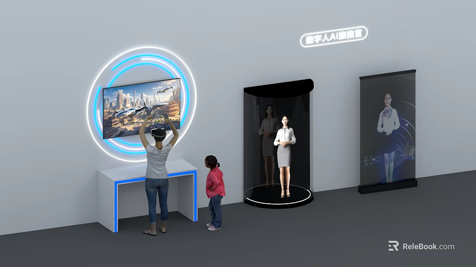 Interactive Zone Featuring VR Headset Experience Person Child And Humanoid Model 3d model 