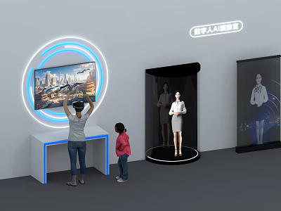 Interactive Zone Featuring VR Headset Experience Person Child And Humanoid Model 3d model