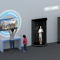 Interactive Zone Featuring VR Headset Experience Person Child And Humanoid Model