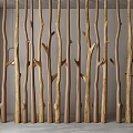 Natural Branch Shaped Wooden Room Divider For Modern Interior Space With Potted Plant