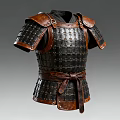 Ancient Medieval Leather Armor With Metal Rivets Shoulder Guards And Waist Belt
