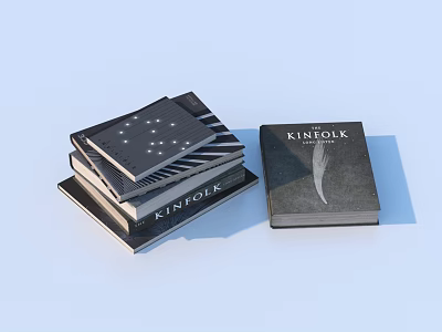 Stacked Books And Magazines With KINFOLK Title And Various Designed Covers 3d model