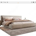 Modern Elegant Double Bed With Soft Blanket Decorative Pillows Wooden Nightstand And Woven Rug
