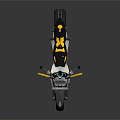 Yellow And Gray Modern Motorcycle With Blue Rim Wheels Black Seat And Sporty Design