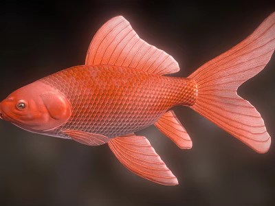 Vibrant Red Goldfish With Detailed Scales And Flowing Fins In Water 3d model