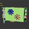 High Performance Computer Graphics Card With Green PCB Two Black Fans And Silver Heatsink 3d model