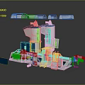 Industrial Processing Equipment With Stainless Steel Structure And Blue Mechanical Components