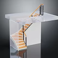 Architectural Spiral Staircase With Wooden Steps Metal Railings And Transparent Structure