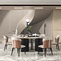 Elegant Modern Restaurant Interior With Round Dining Table Upholstered Chairs And Ambient Lighting