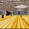 Vibrant Interior Exhibition Space With Wooden Ceiling Yellow Floor Colorful Artworks And White Pedestals