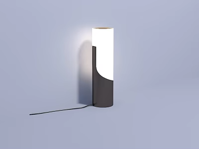 Modern Minimalist Cylindrical Table Lamp With Black Base And White Shade 3d model