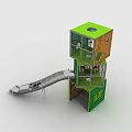 Colorful Multi Level Play Structure With Slide And Climbing Elements 3d model