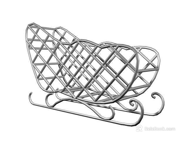 Wine Cabinet Featuring Metal Sleigh Shaped Grid Wine Rack With Curved Base 3d model 