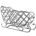 Wine Cabinet Featuring Metal Sleigh Shaped Grid Wine Rack With Curved Base