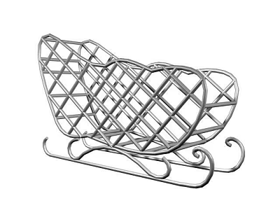 Wine Cabinet Featuring Metal Sleigh Shaped Grid Wine Rack With Curved Base 3d model