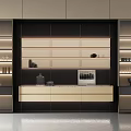 Modern Interior Sideboard Design With LED Lighting Glass Doors Shelves And Cabinets