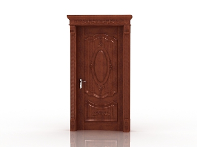 European-style solid wood door 3d model