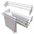 Practical White Towel Rack As Daily Electrical Appliance With Hanging Towels And Metal Rods