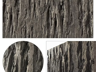 Modern Natural Wood Wall Paneling With Dark Textured Grooved Surface Design 3d model