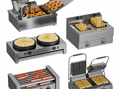 Stainless Steel Commercial Kitchen Appliances For Making Donuts Waffles Pancakes Hot Dogs And Fries 3d model